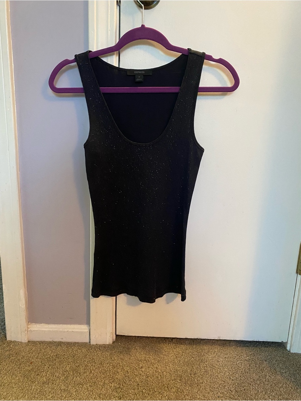 Express Black Sparkle Scoop Tank